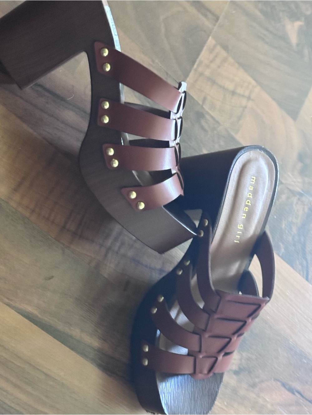 Madden Girl Brown Braided-Style Platform Sandals - Picture 3 of 9